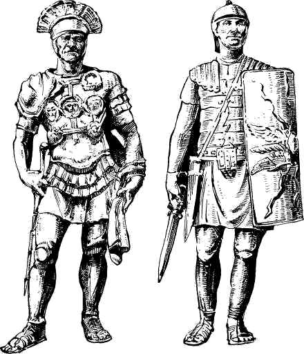 Армия римской империи - центурион и легионер - рисунок