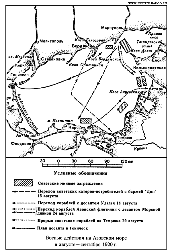 Карта боевые действия на Азовском море в августе-сентябре 1920 г
