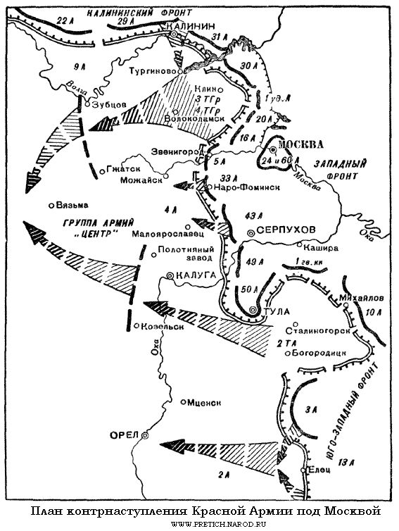 Карта - план контрнаступления Красной Армии под Москвой, 1941 г.