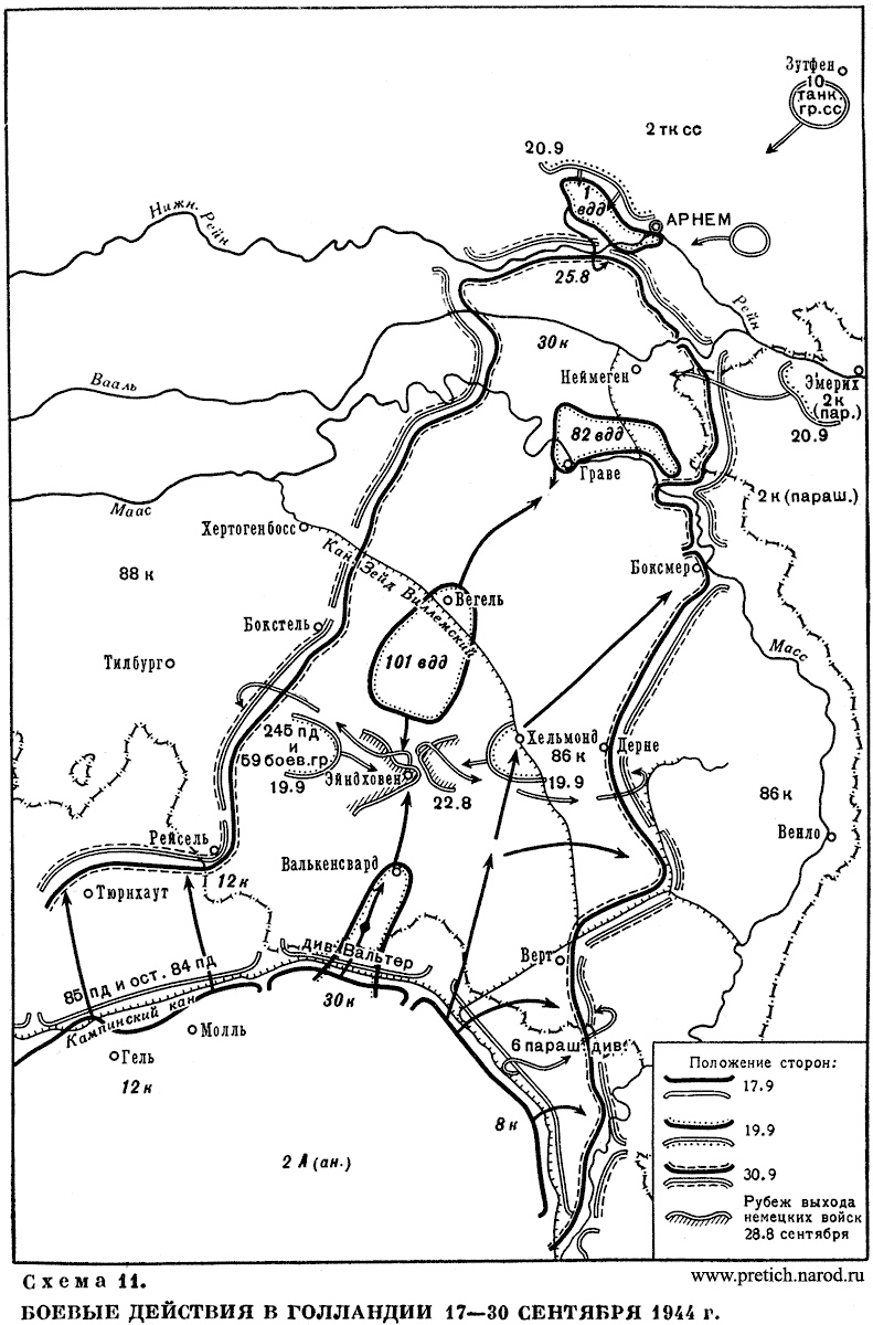 Карта боевые действия в Голландии 17-30 сентября 1944 г.