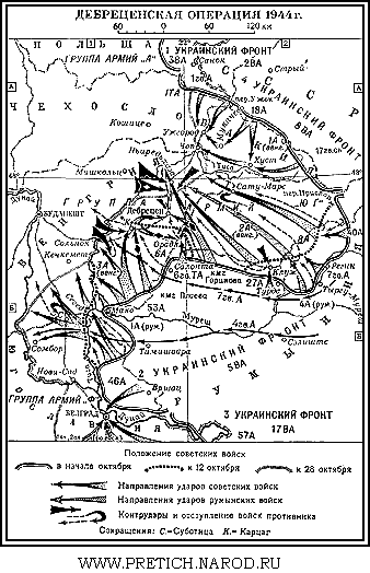 Карта - Дебреценская операция, 1944 г.