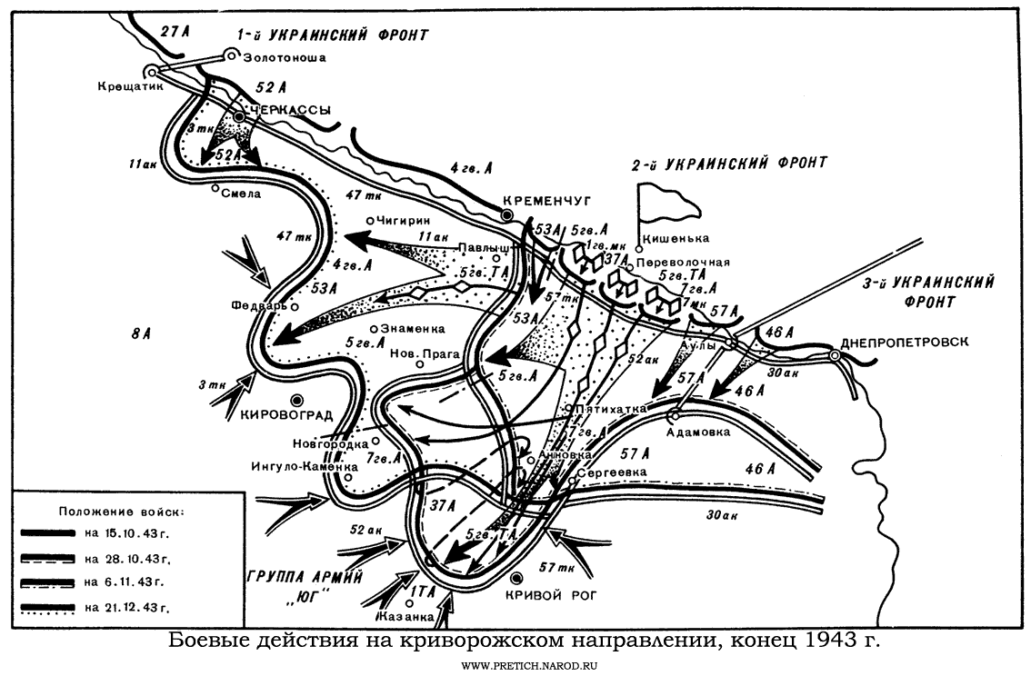 боевые действия на криворожском направлении, конец 1943 г. карта
