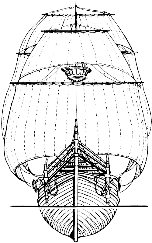 чертеж Торговое судно Северной Европы, XIV век
