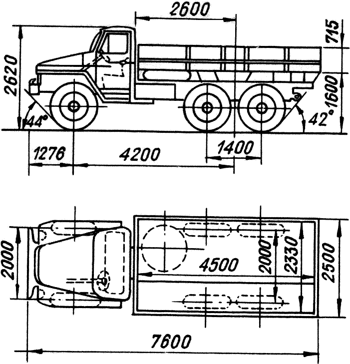 чертеж советского грузовика Урал-377