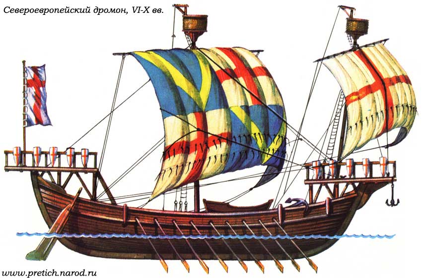 Североевропейский дромон - судно раннего средневековья - внешний вид