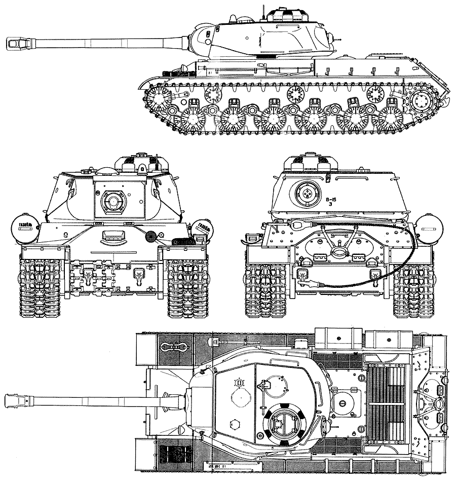 ИС-2, советский тяжелый танк 1944-1945 гг. чертеж